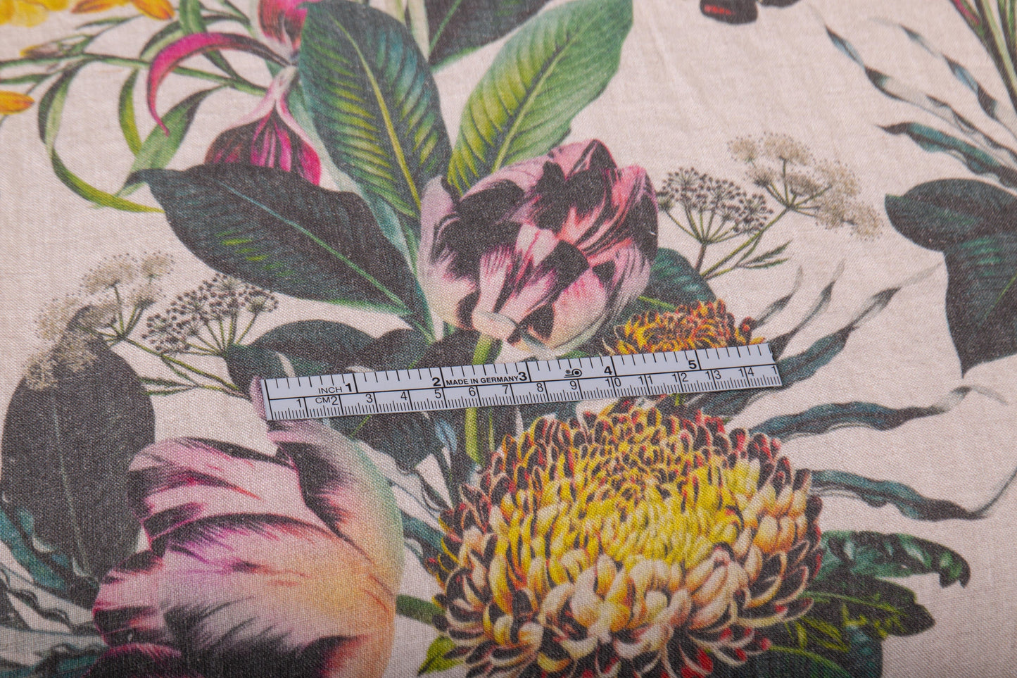 Linen Fabric Tulip Print | Natural Undyed