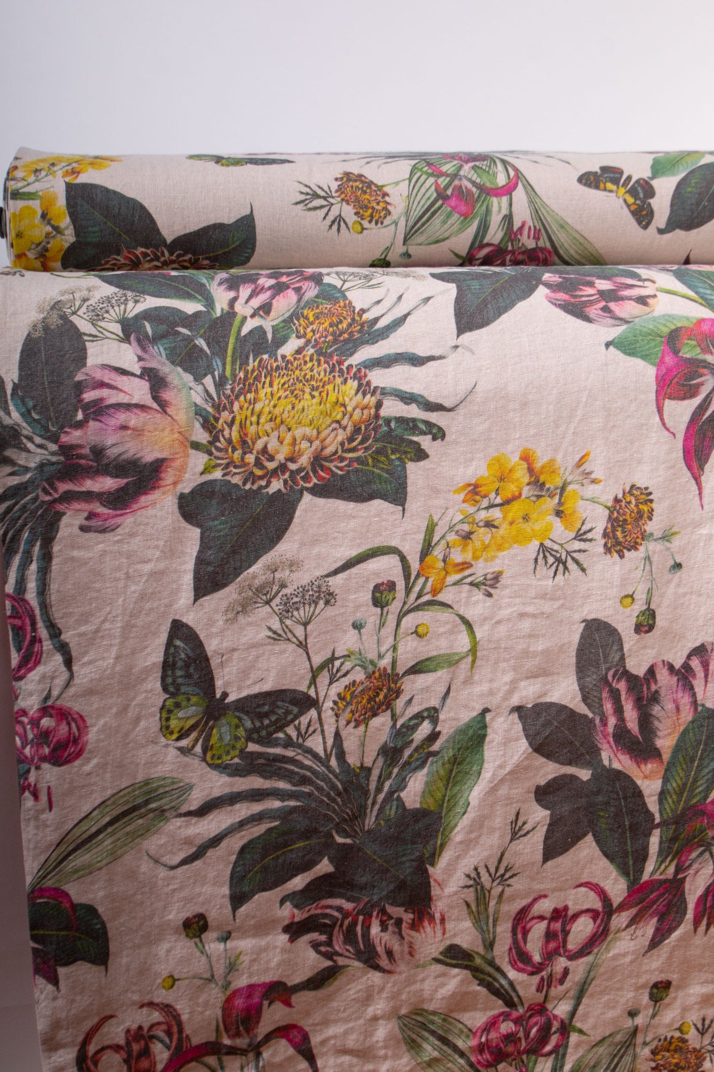 Linen Fabric Tulip Print | Natural Undyed