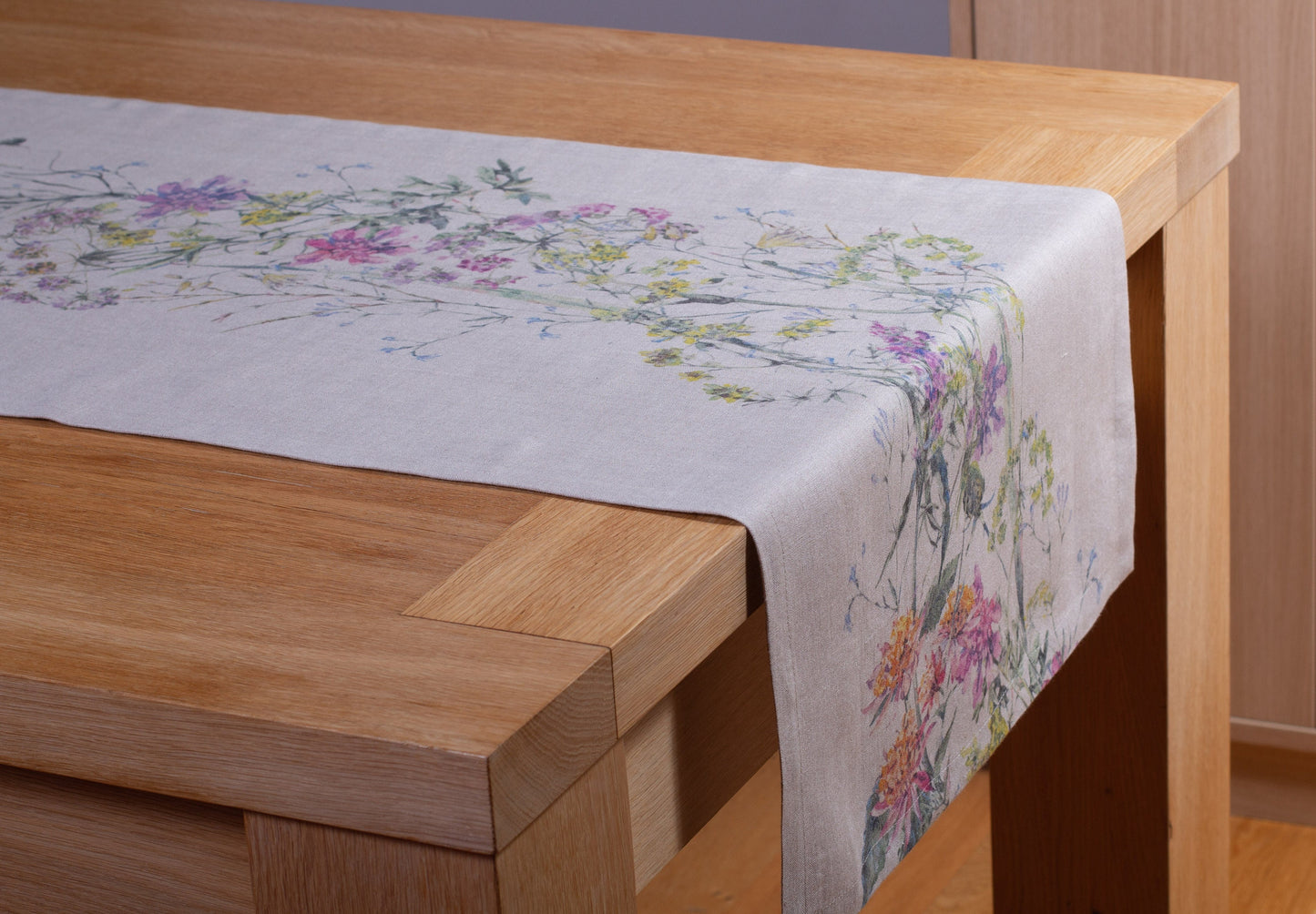 Linen Table Runner | Natural Meadow Print