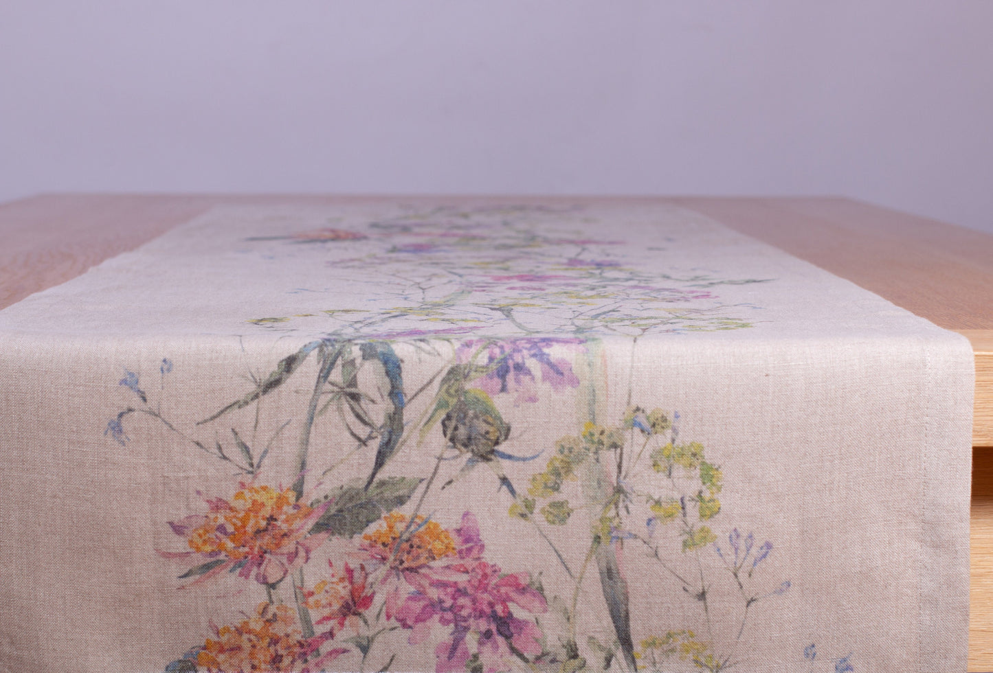 Linen Table Runner | Natural Meadow Print