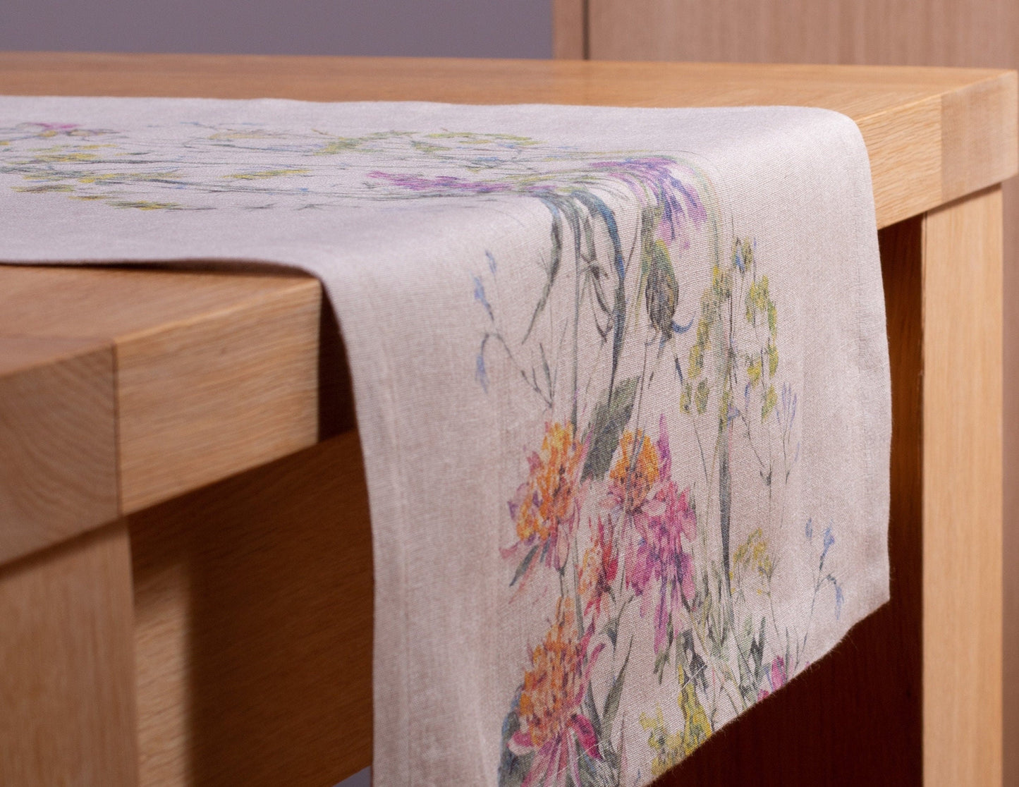 Linen Table Runner | Natural Meadow Print