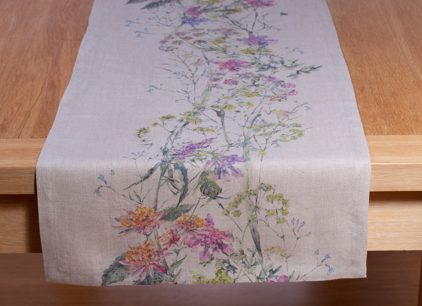 Linen Table Runner | Natural Meadow Print