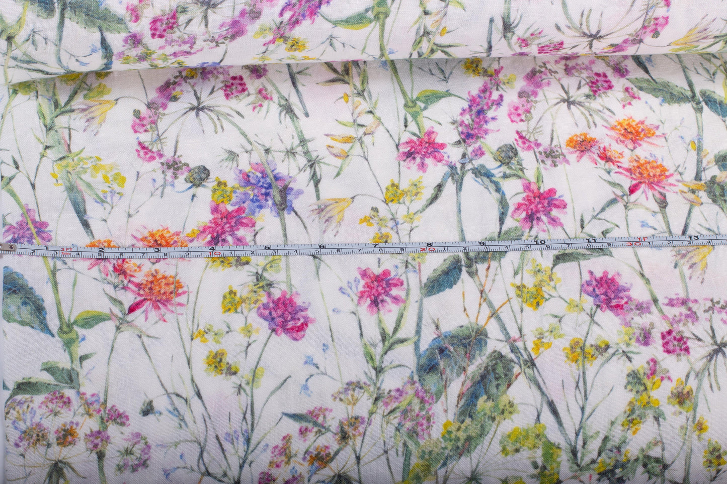 Linen Fabric Floral | FLOWERS FIESTA Off-White