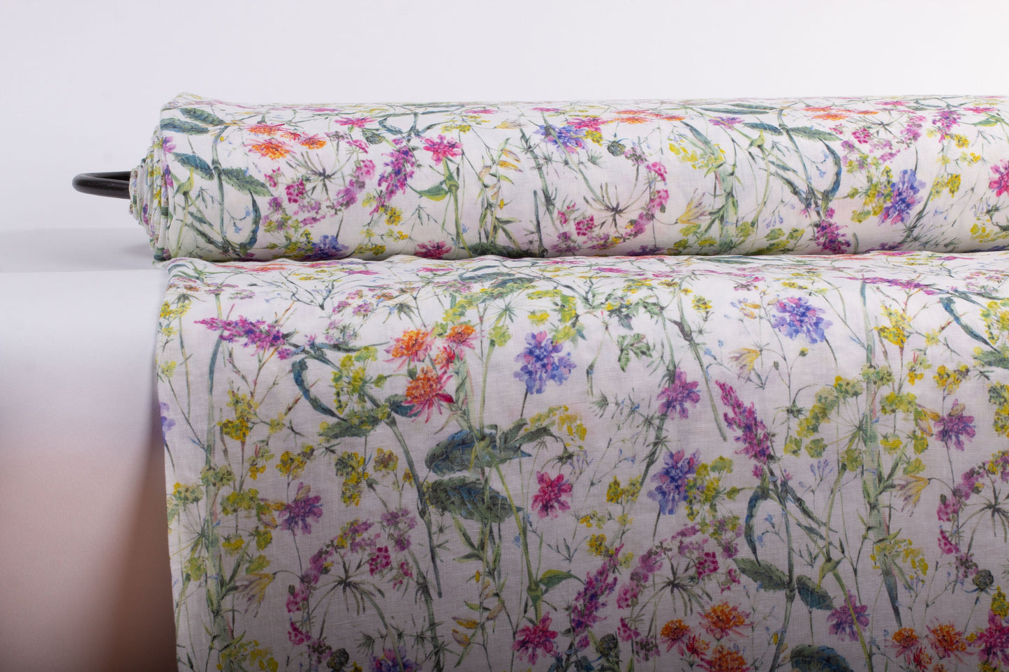 Linen Fabric Floral | FLOWERS FIESTA Off-White