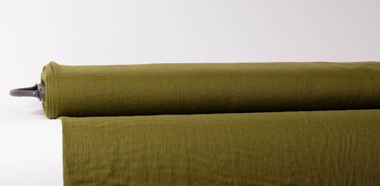 Dark Moss Green Linen Fabric