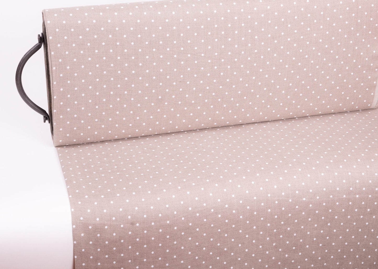 White Polka Dots Linen Fabric (200 gsm)