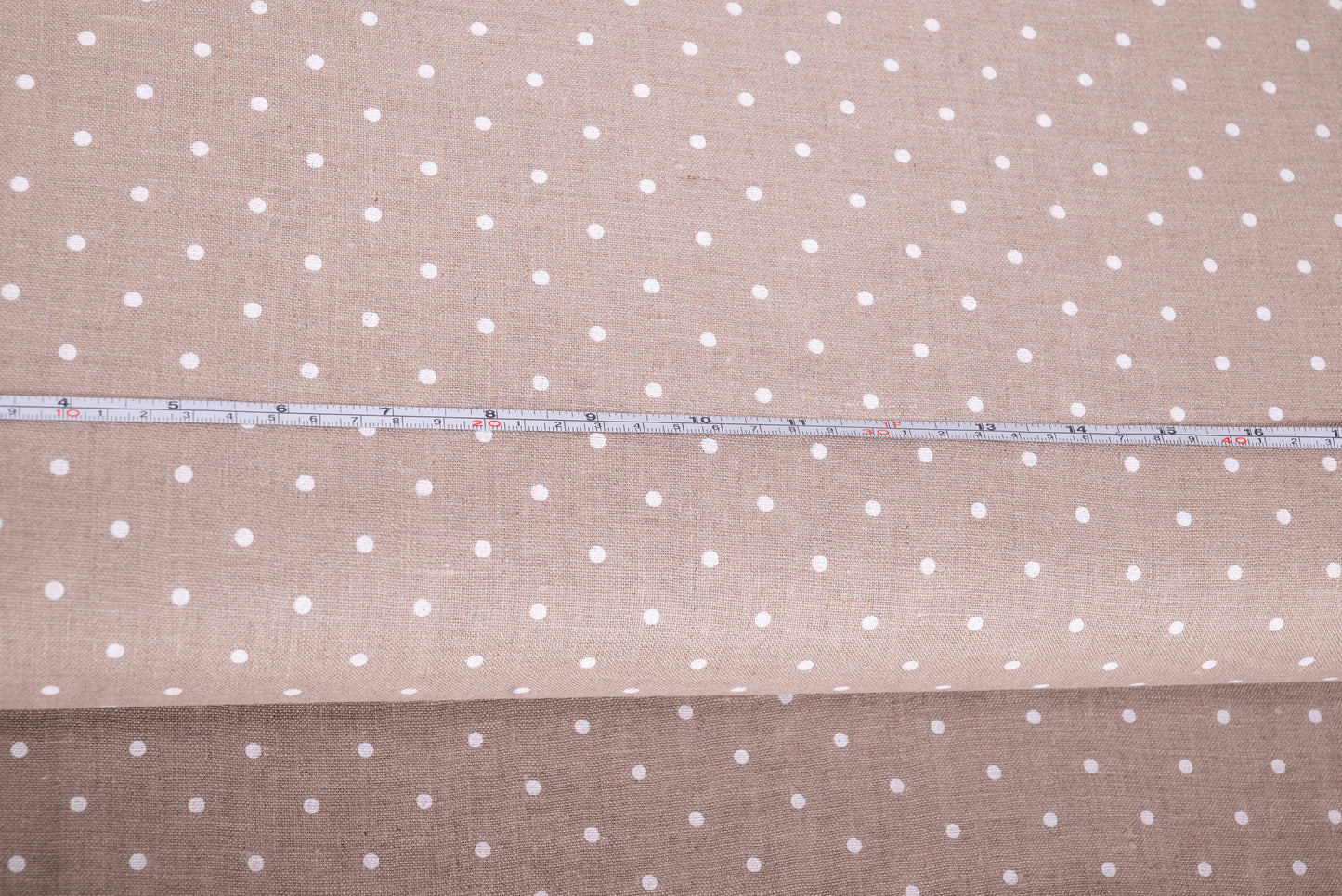 White Polka Dots Linen Fabric (200 gsm)