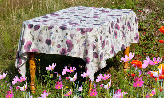 Linen Tablecloth | Dried Poppy Print