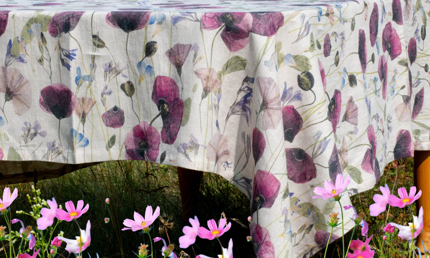 Linen Tablecloth | Dried Poppy Print