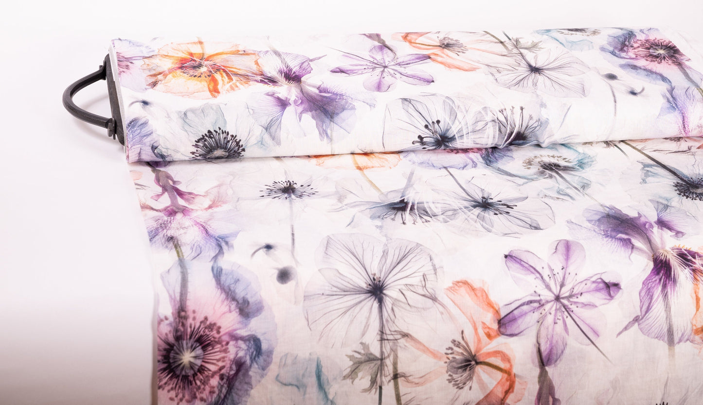 Linen Fabric Floral Fluorescencia
