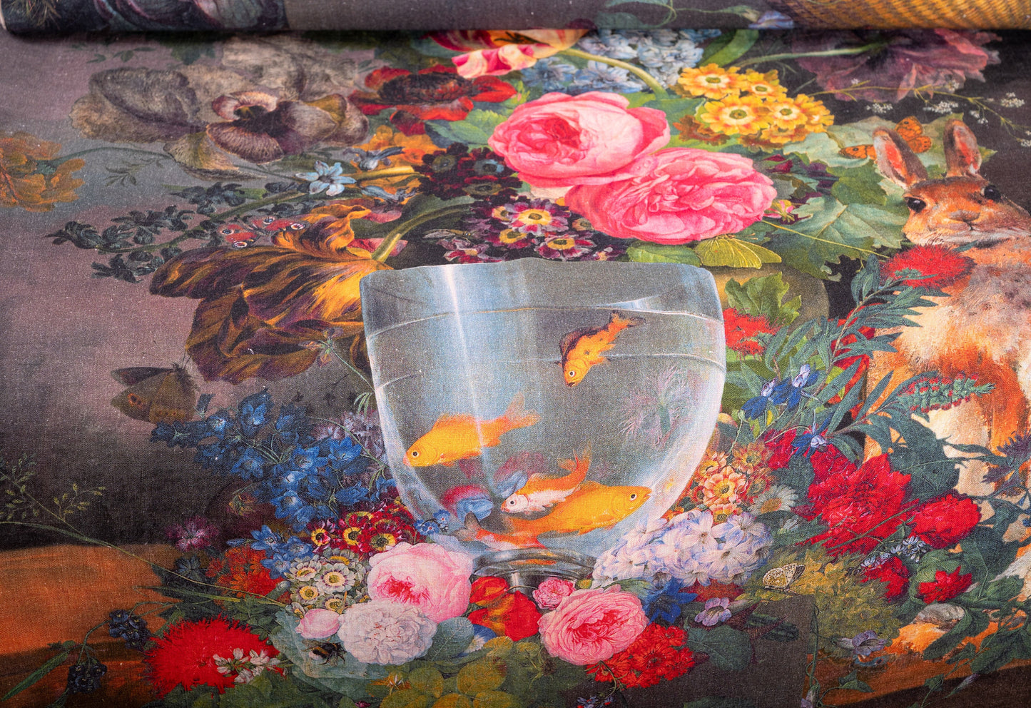 Linen Fabric Enchanted Garden | Floral Animal Print