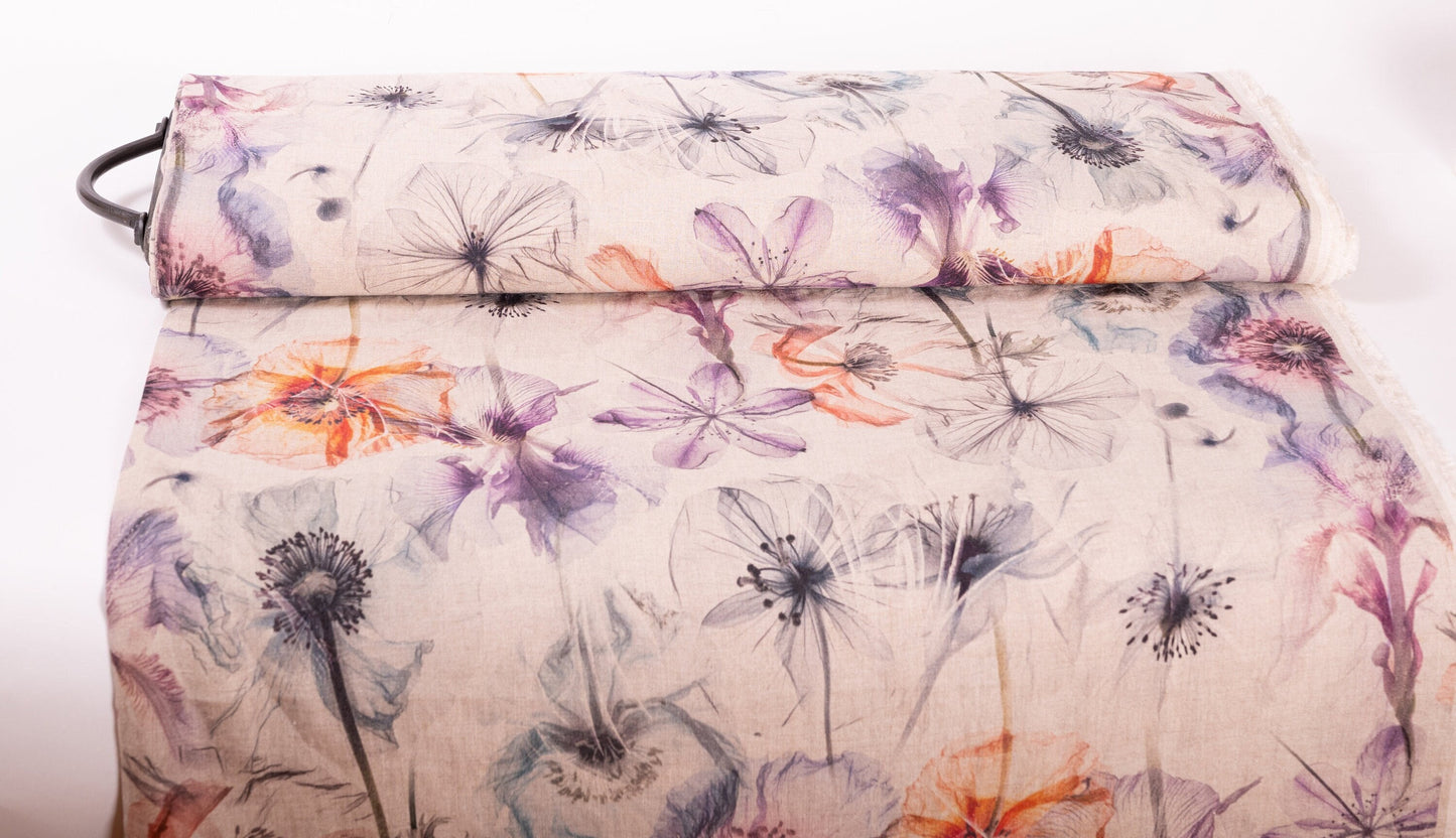 Linen Fabric Floral | FLUORESCENCIA Natural
