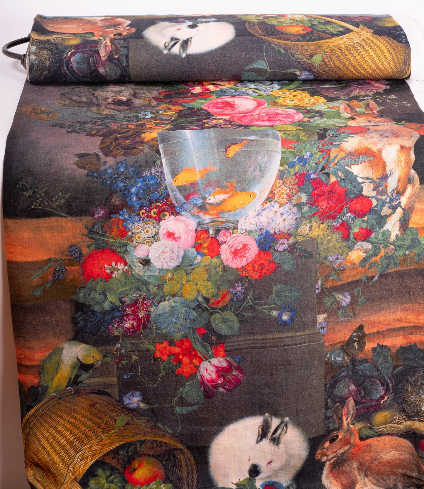 Linen Fabric Enchanted Garden | Floral Animal Print