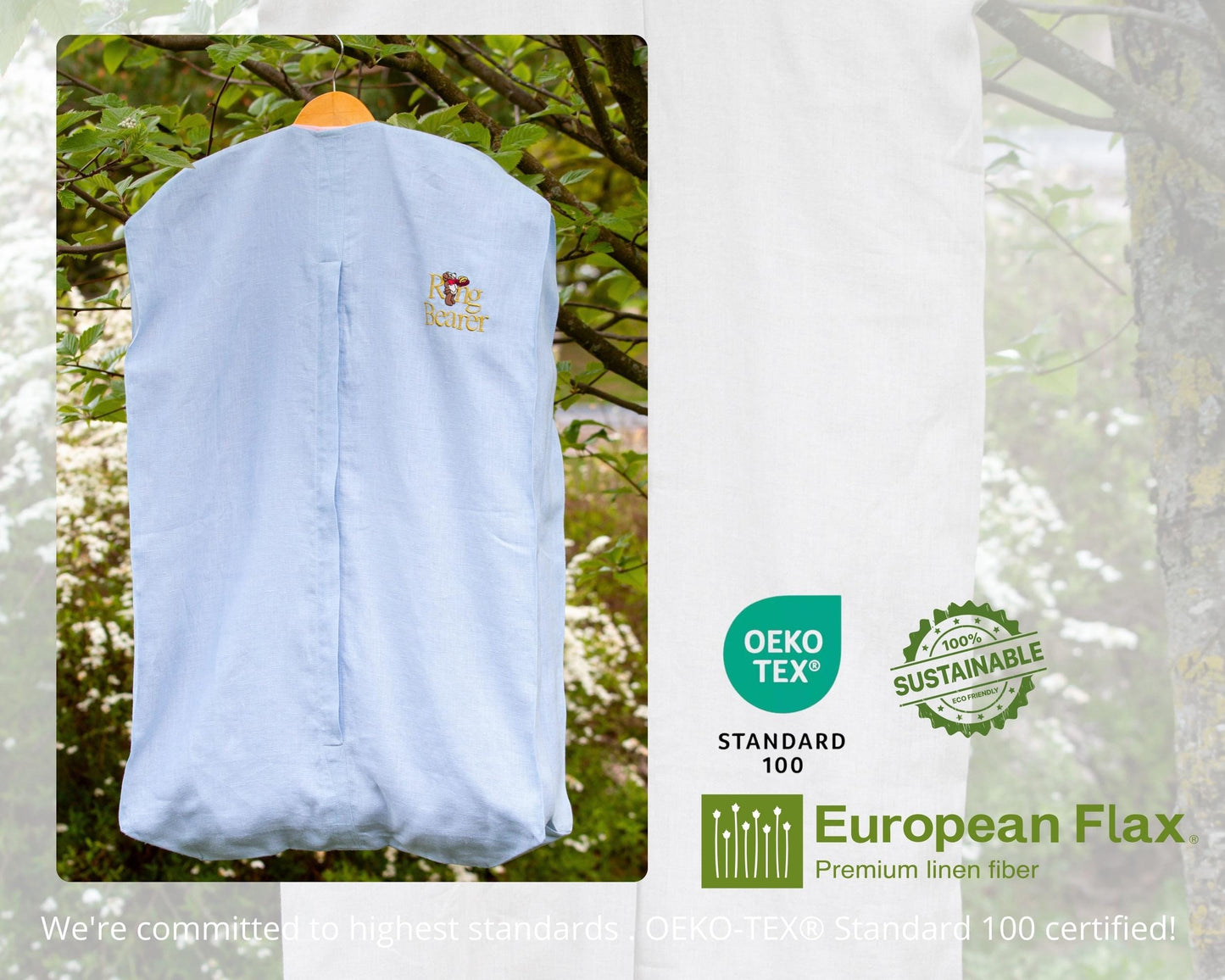 Embroidered Linen Wedding Garment Bag