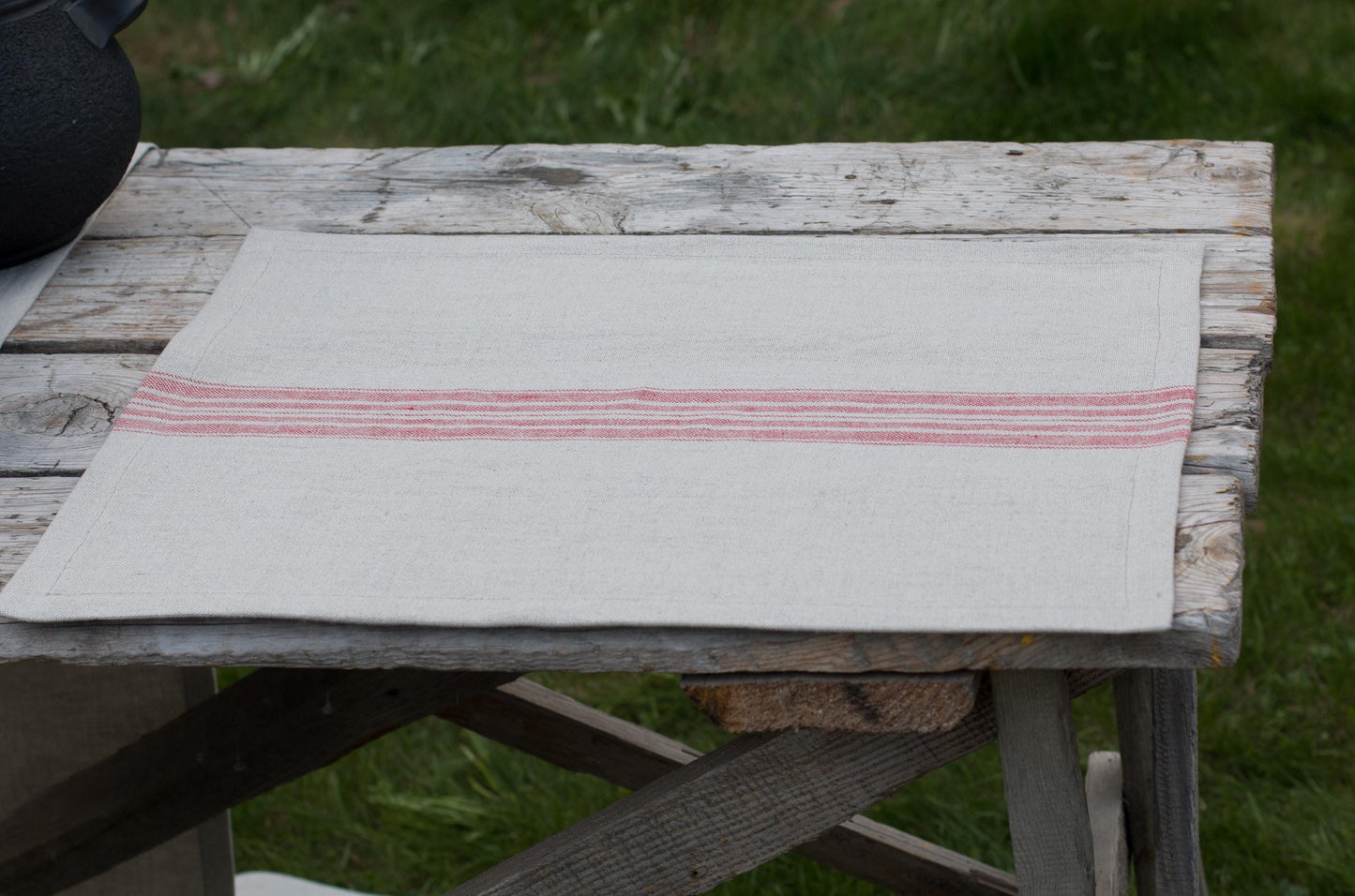 Striped Linen Placemats Set | Undyed Natural