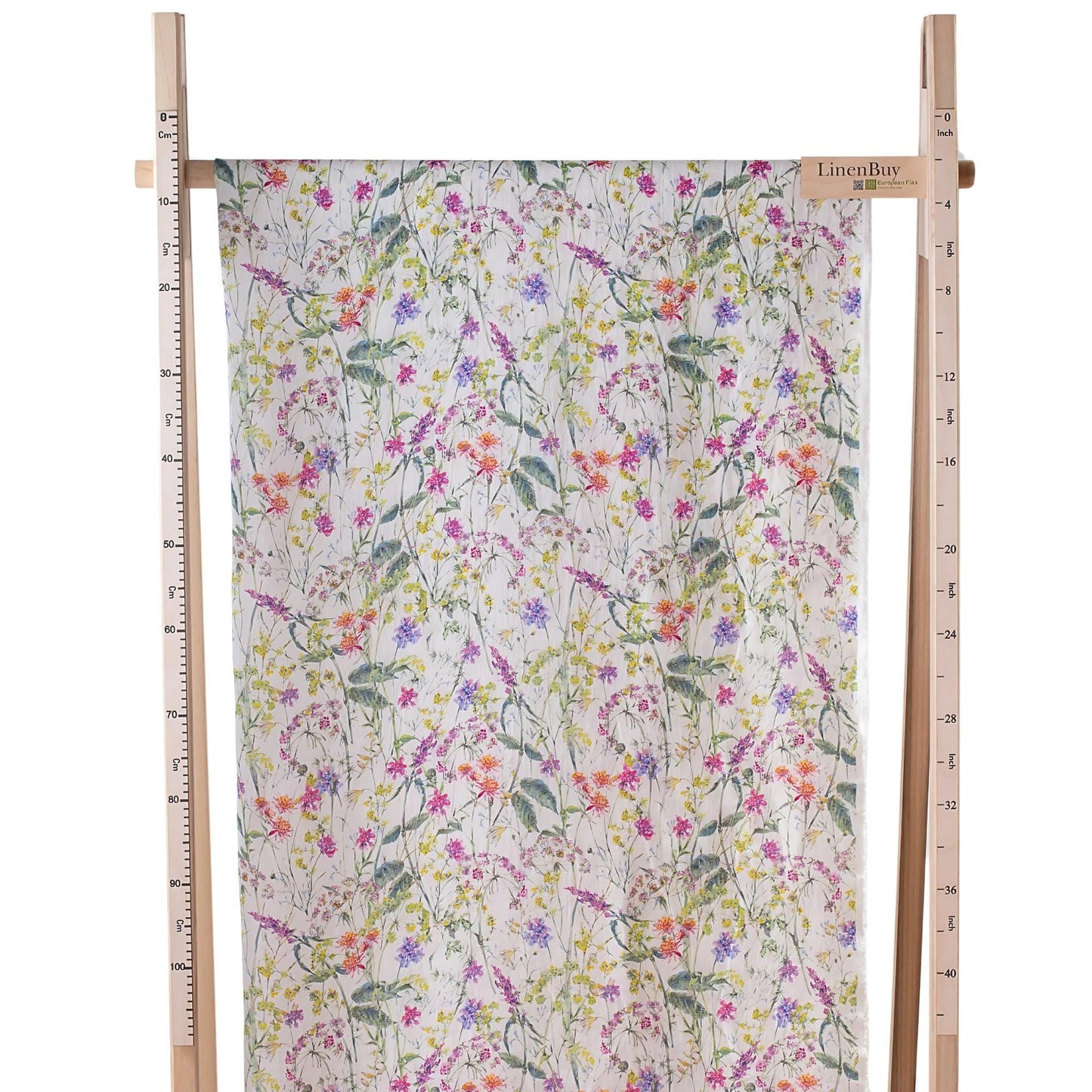 Linen Fabric Floral | FLOWERS FIESTA Off-White
