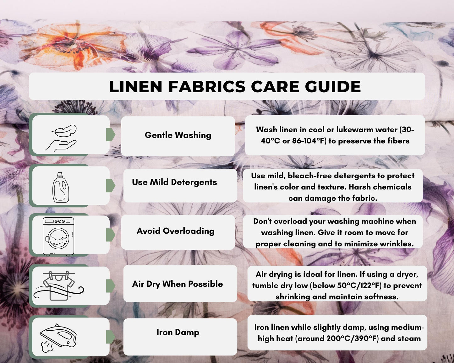 Linen Fabric Floral Fluorescencia