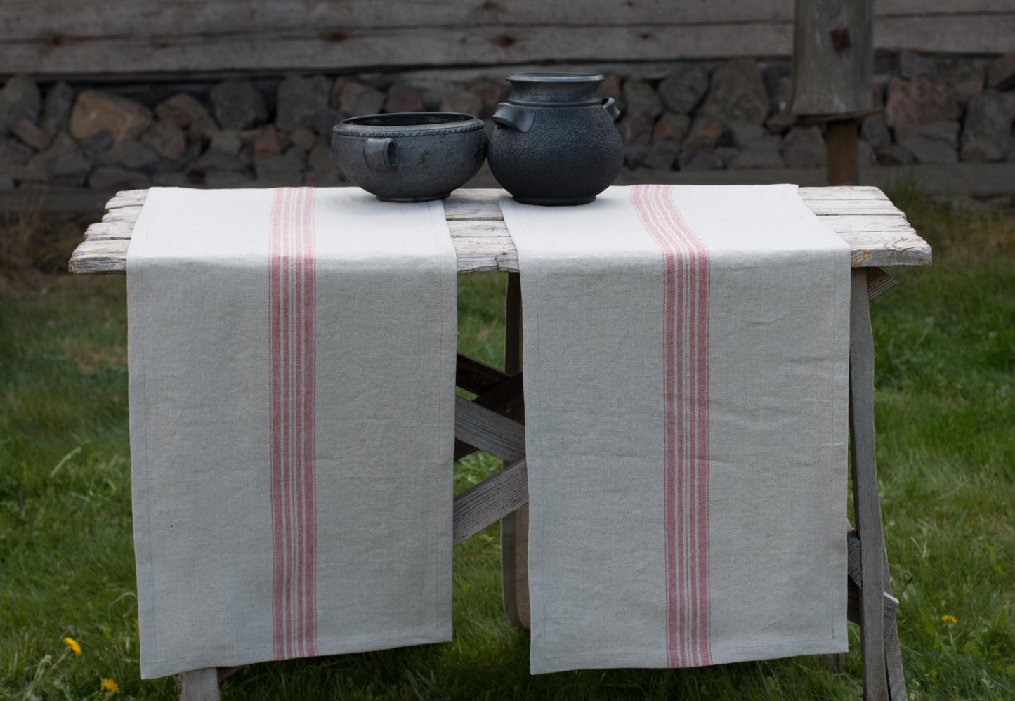 Striped Linen Table Runner | Stone-Washed Heavy Weight