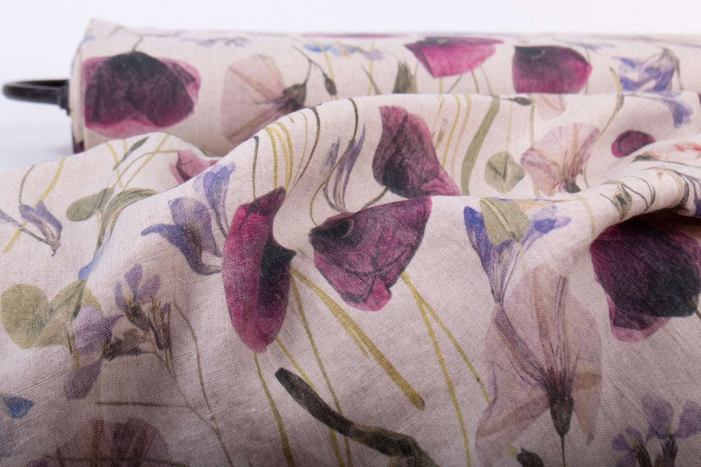 Linen Fabric Dried Poppy Print