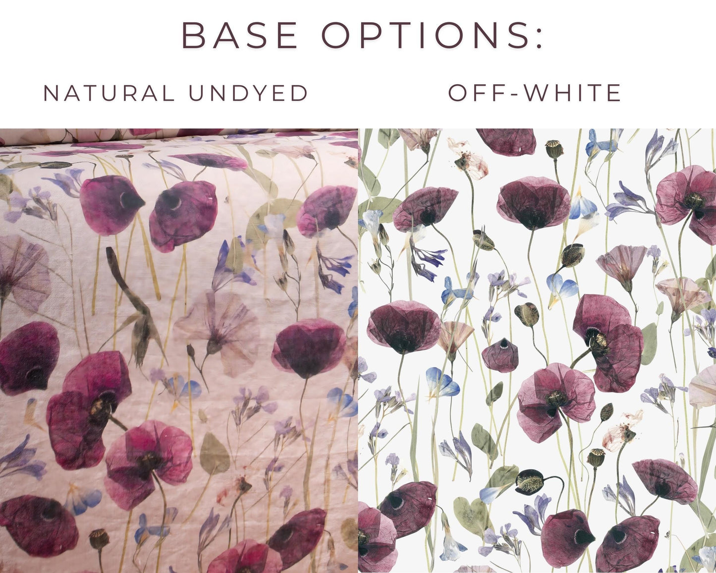 Linen Fabric Poppy Field | Dried Flower Print