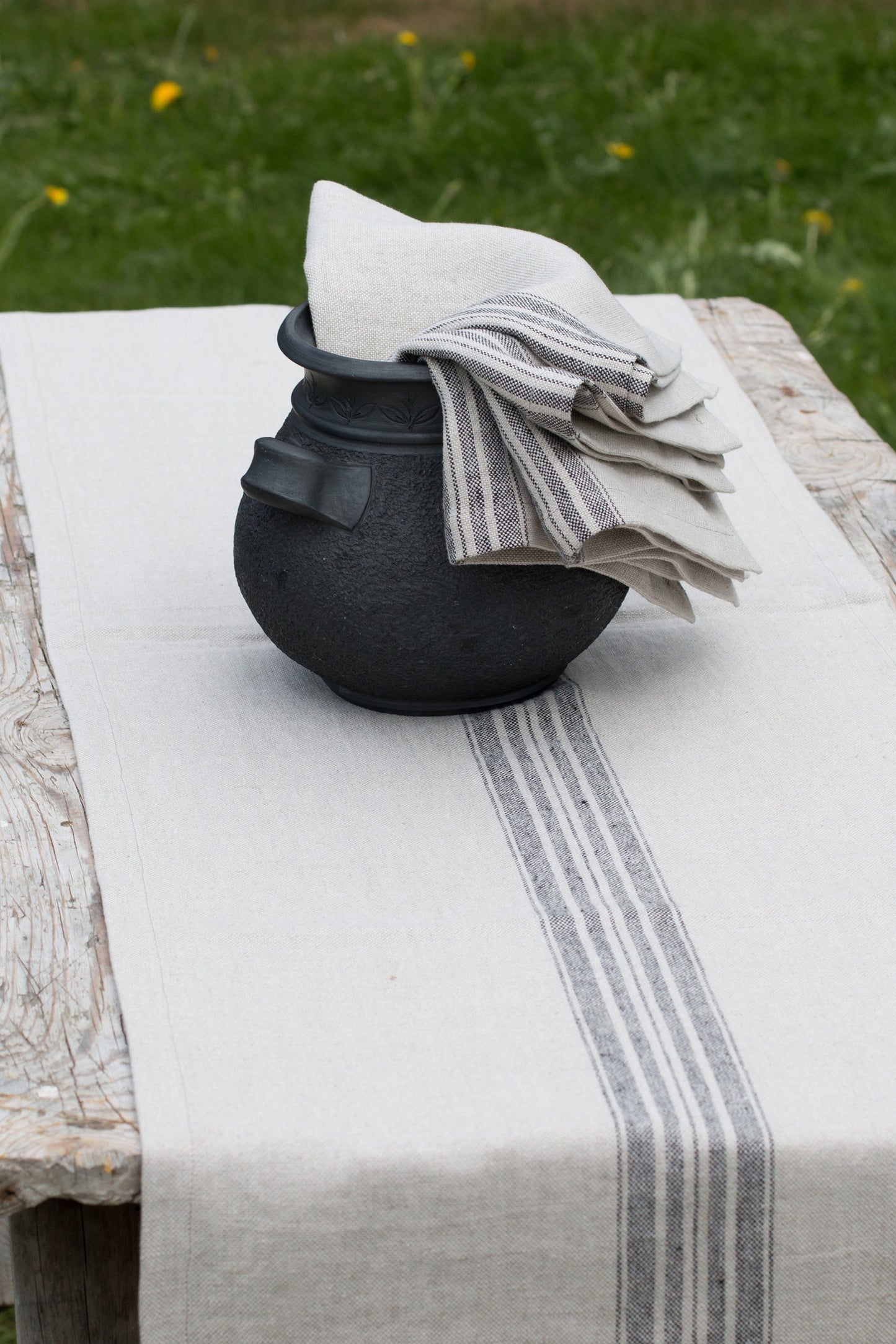 Striped Linen Table Runner | Stone-Washed Heavy Weight