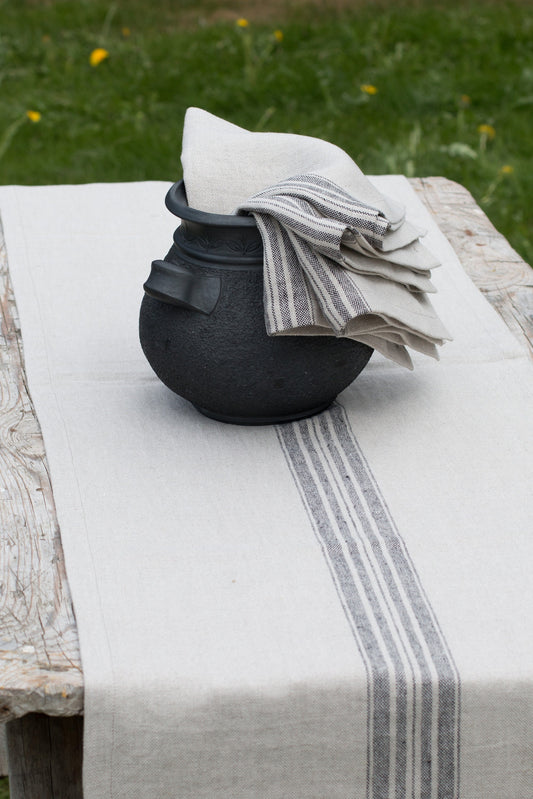 Striped Linen Table Runner | Stone-Washed Heavy Weight