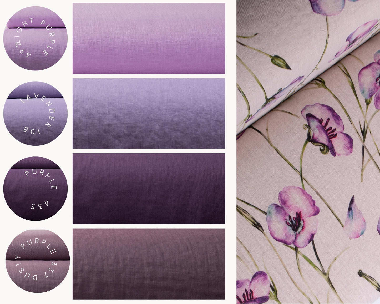 Lavender - Purple Shades Linen Fabric Sample