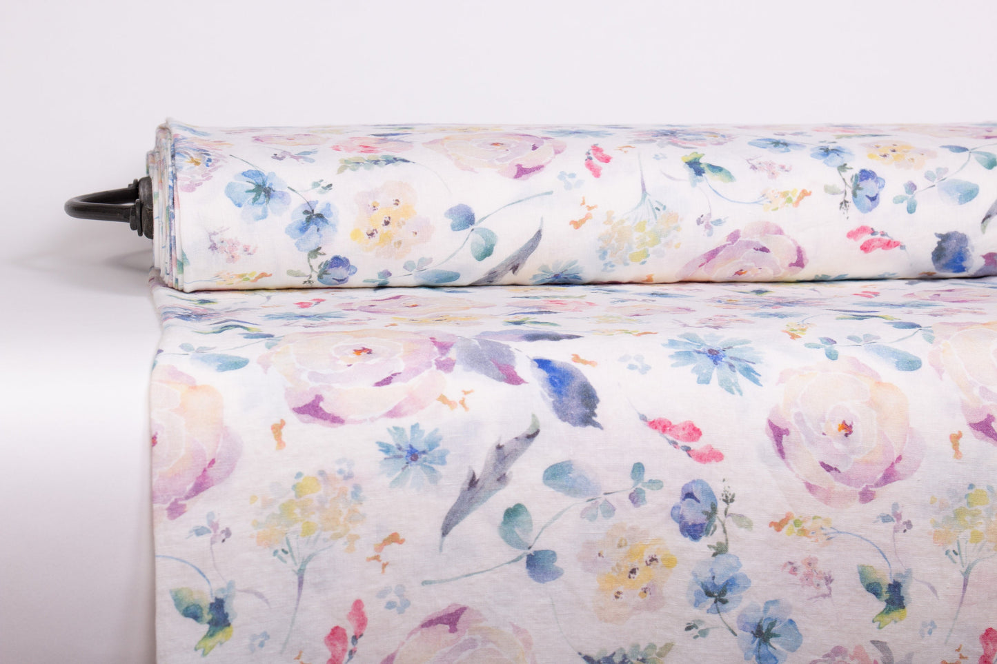 Linen Fabric Vintage Floral Print | Harebell Wild Rose