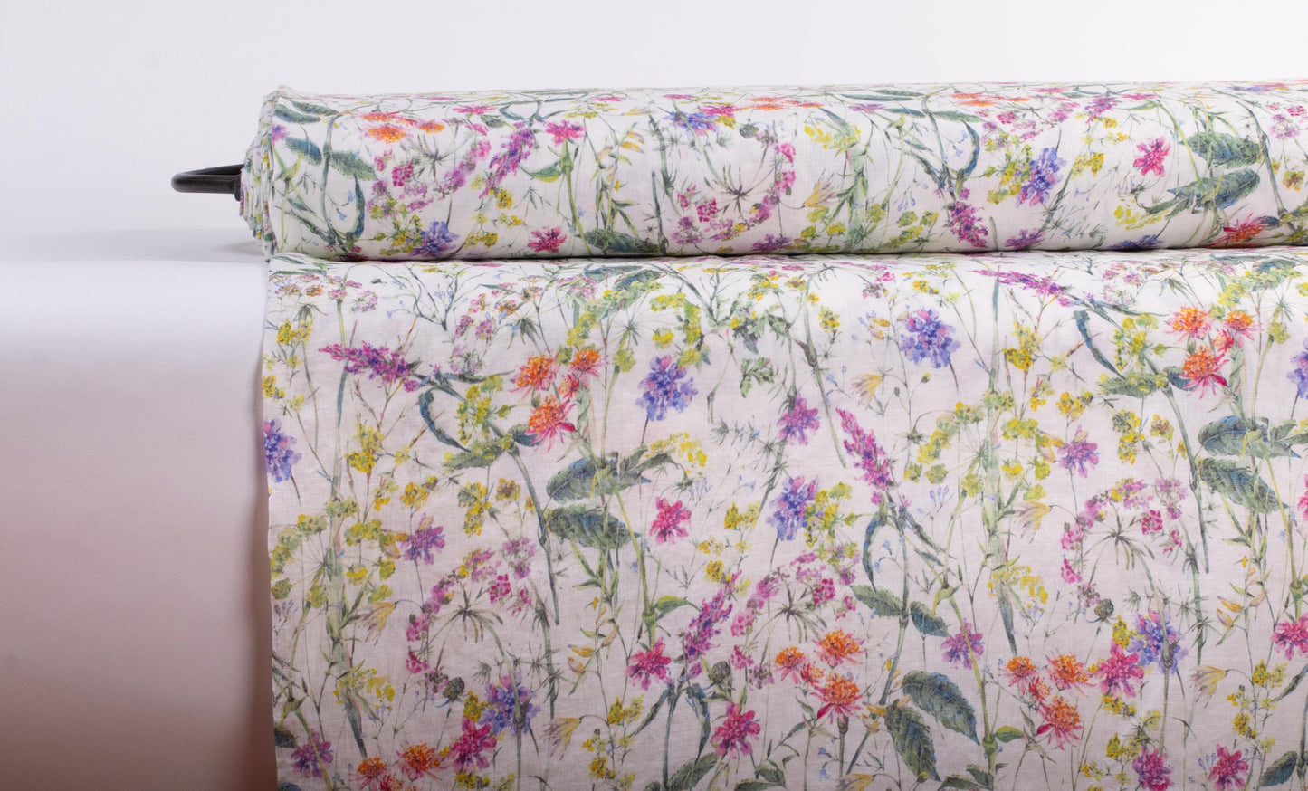 Linen Fabric Floral | FLOWERS FIESTA Natural