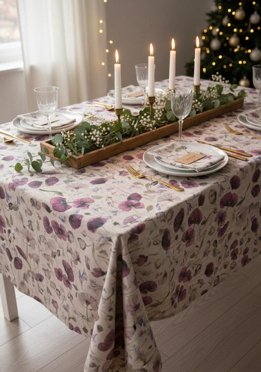 Linen Tablecloth | Dried Poppy Print