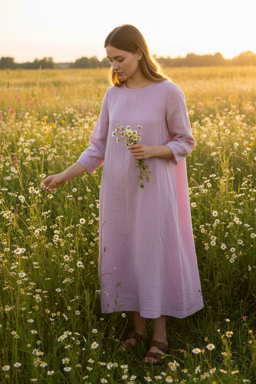 Lilac linen dress correct shade