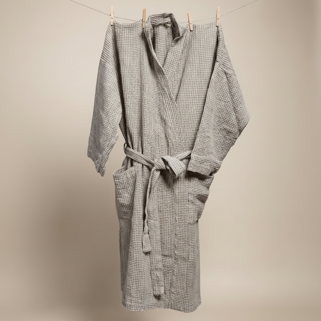 Linen Waffle Bathrobe 1:1 formato nuotrauka