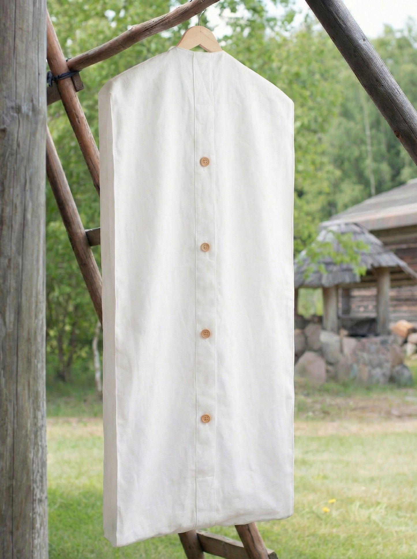White Linen Garment Bag